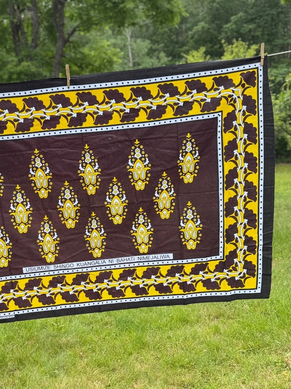 New Khanga Nzito Mali Ya Bahati Super Wax 100% Cotton Table Cloth Wall Hanging